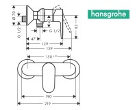 MEDIDAS MONOMANDO DUCHA VERNIS BLEND HANSGROHE